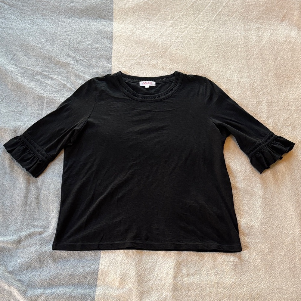 NWOT Goldie Black Ruffle Sleeve Top